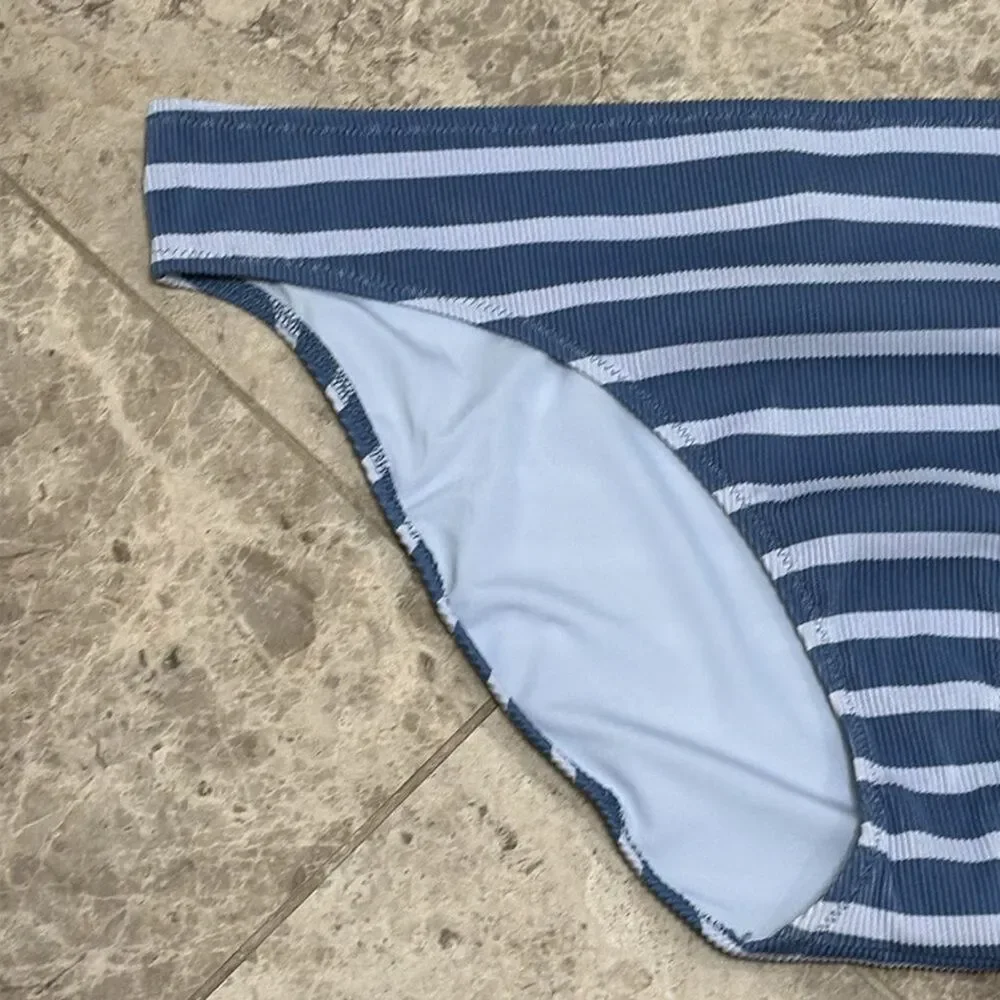 Aerie Women's Ribbed Blue Striped XXL Swim Bottoms NWOT
